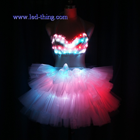 LED Latex Sexy Underwear Lingerie Fancy Dress