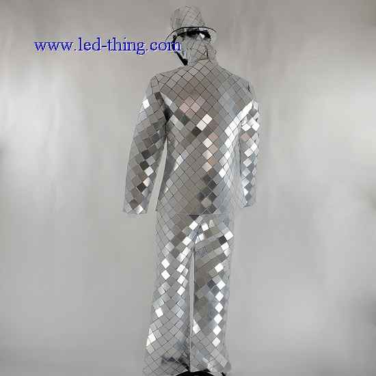 Shiny Silver Metal Man Mirror Jumpsuits