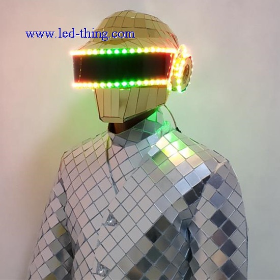 LED Luminous Glowing Silver Golden Mirror Helmet