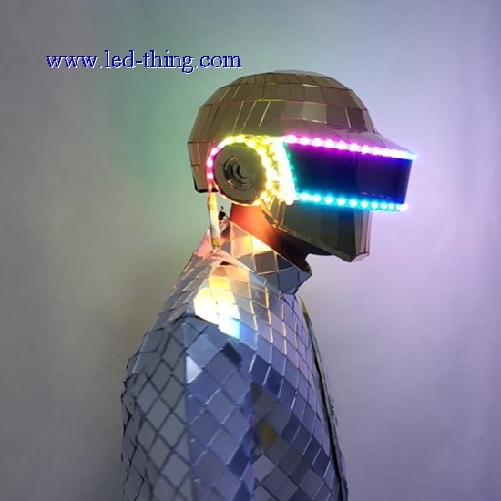 LED Luminous Glowing Silver Golden Mirror Helmet