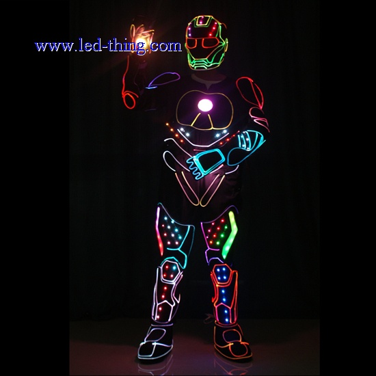 LED Ironman Fiber Male Hero Costume