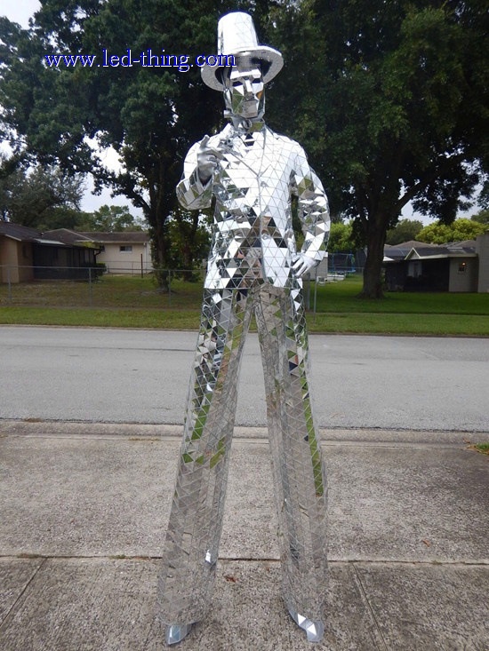 Silver Gold Stilt Mirror Costume for Performance