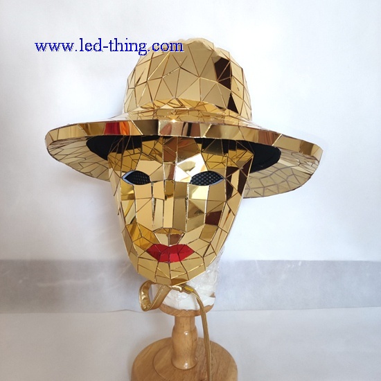 Silver Gold Man Mask with Hat