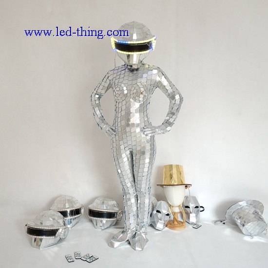Discoball Helmet Silver Golden Mirror Costume For Female Discoball Helmet Silver Golden Mirror Costume For Female