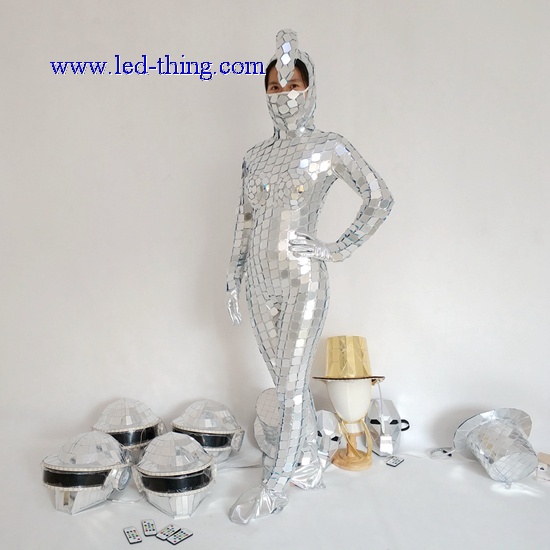 Discoball Helmet Silver Golden Mirror Costume For Female