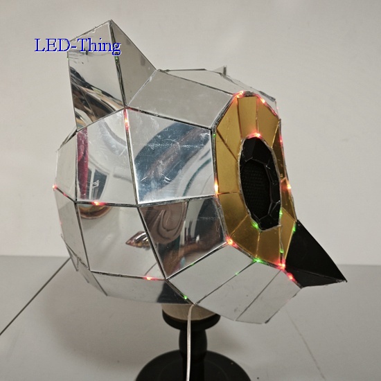 Silver Godlen LED Mirror Owl Head Mask Facewear