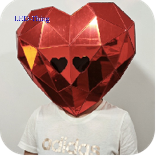 Mirror Heart Head With LED For Show Performance