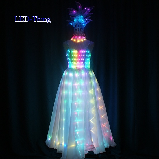 LED Luminous Dress with Flower Headwear