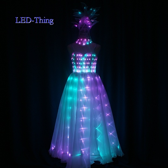 LED Luminous Dress with Flower Headwear