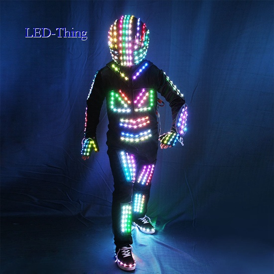 LED Digital Smart Pixel Neon Glow Robot Costume