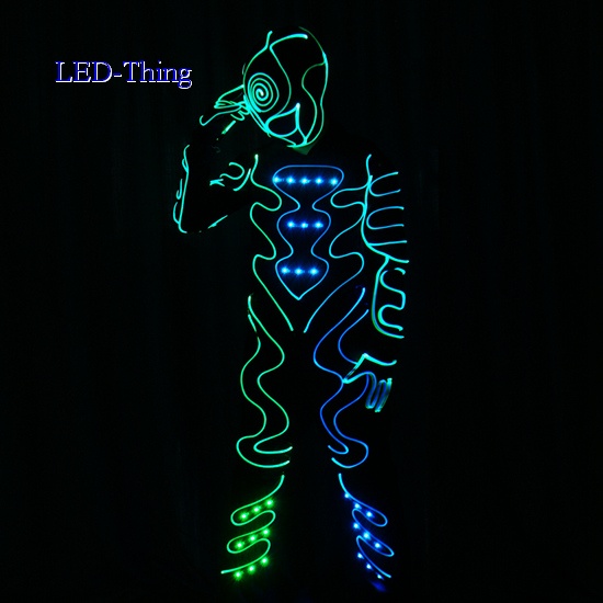 LED Fiber Optic Flashing Luminous Tron Traje Costume Clothing