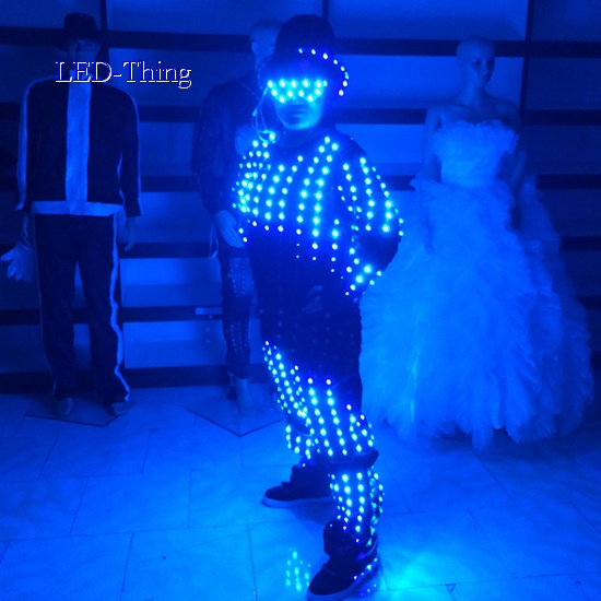 LED Smart Pixel Robot Costume with Hat, Glasses,
