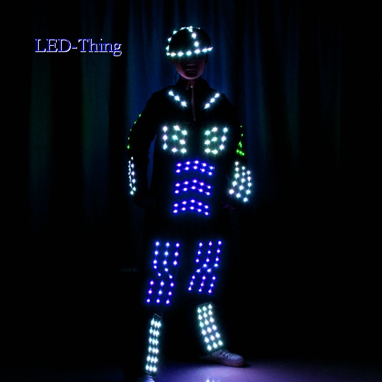 LED Illuminated Dance Tron Robot Costume with Hat for ...