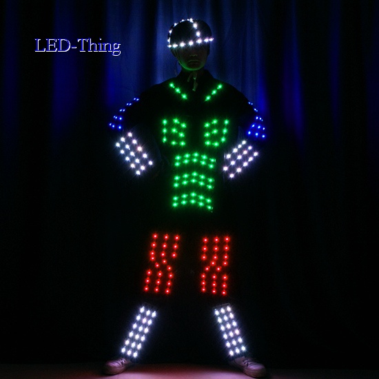 LED Illuminated Dance Tron Robot Costume with Hat for Americas Got Talent