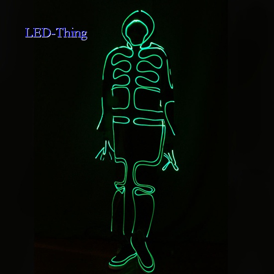 LED Fiber Optic Tron Act Suit Dance Costume Stick Figure Hoodie