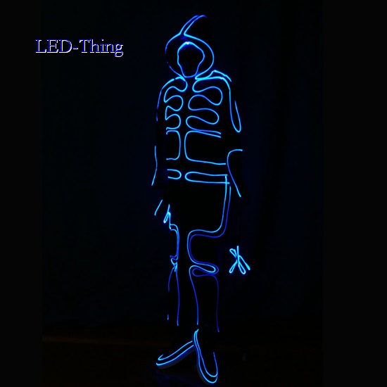LED Fiber Optic Tron Act Suit Dance Costume Stick Figure Hoodie