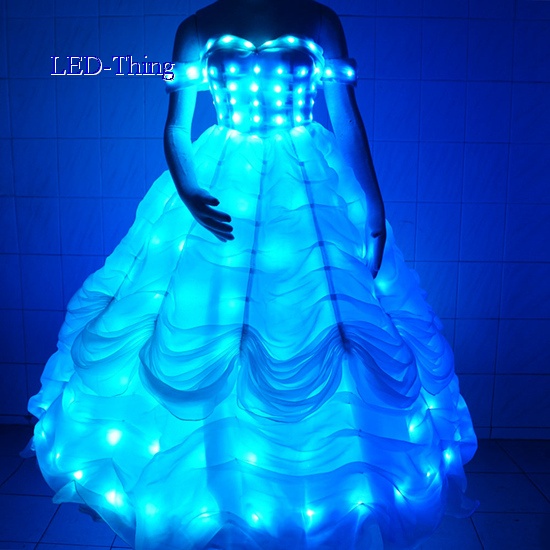 LED Illuminated Glowing Luminous Light Disney Wedding Princess Party Cinderalla Dress