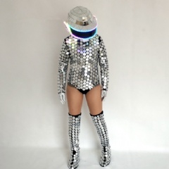 LED Sexy Costume Leotard Suit with LED Mirror Helmet