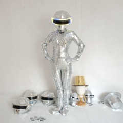 Discoball Helmet Silver Golden Mirror Costume For Female
