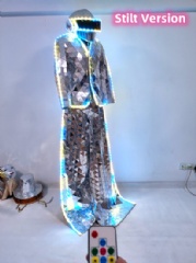Silver Mirror Man Led Lights Robot, Mirror Stilt Man, Mirror Men