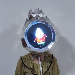 3D Mirror Heads Performance Helmet With Programmable LED Screen