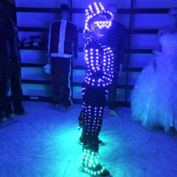 LED Smart Pixel Robot Costume with Hat, Glasses,