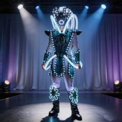 Next-Gen LED Cyborg Tron Predator Suit: Professional Futuristic Robotic Armor with Integrated Laser Technology for Stage & Nightclubs