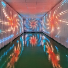 Smart LED Textile Curtain Screen: Foldable RGB Video Wall for Home Decor & Stage Backdrops