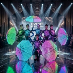 Pixel Glow LED Umbrella: Programmable RGB Performance Prop for Stage & Events