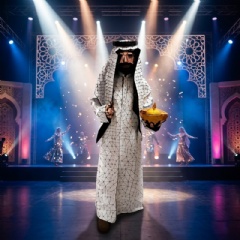 Redefine Immersive Gala Entertainment Reflecting Luxury Middle Eastern Sheikh Style Reflective Stage Outfit: Futuristic Mosaic Arab Outfits Mirror Man Performance Costume Stage